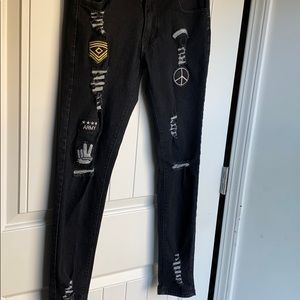 Mens black ripped skinny jeans
